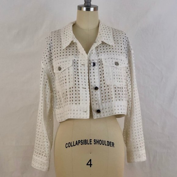 NWT Fleur du Mal Eyelet Cropped Jacket - 0 - Picture 2 of 7